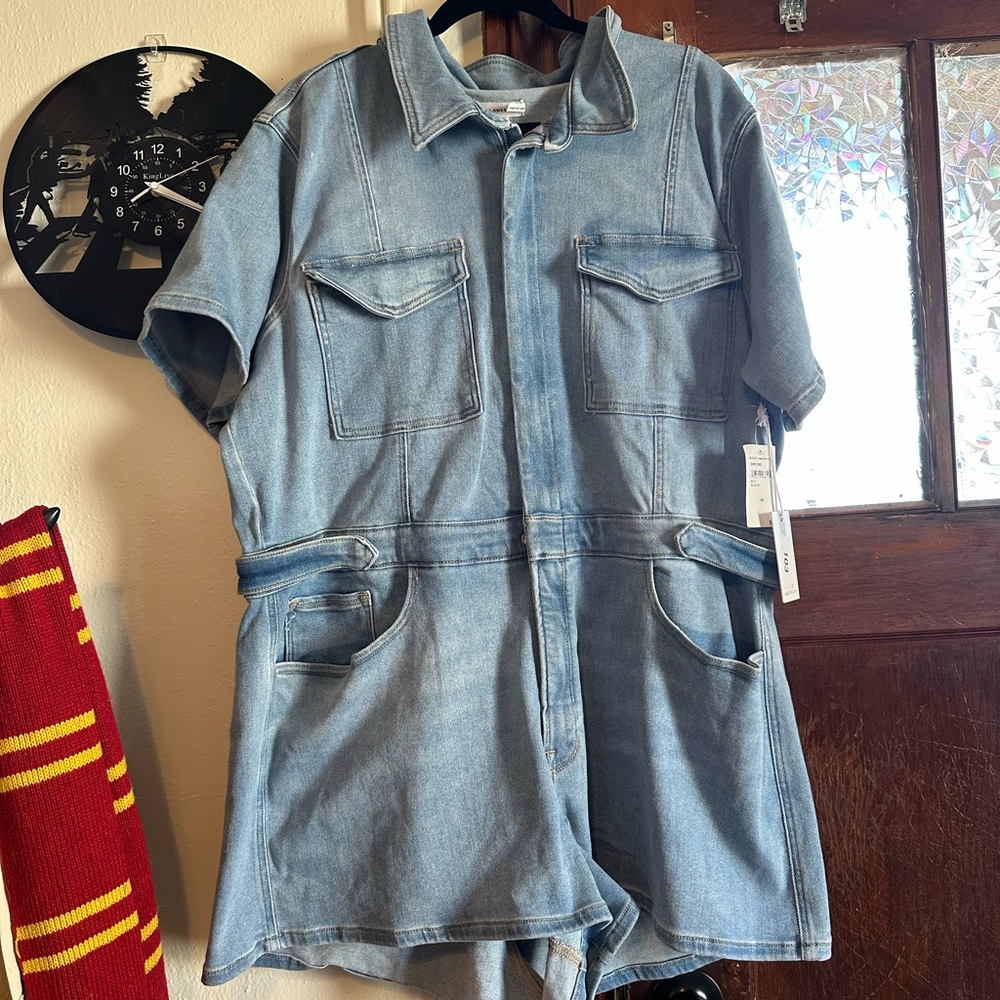 Good American Light Blue Denim Jumpsuit